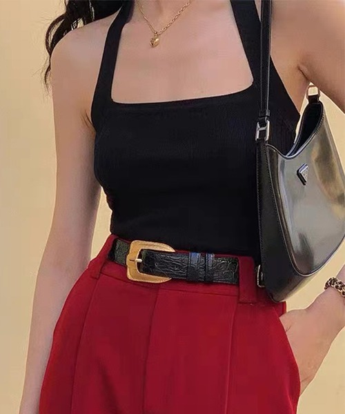 タンクトップ ノースリーブ one shoulder ribbon tank / ワンショルダーリボンタンク レディース Songe タンクトップ ノースリーブ バッグリボンホルターネック