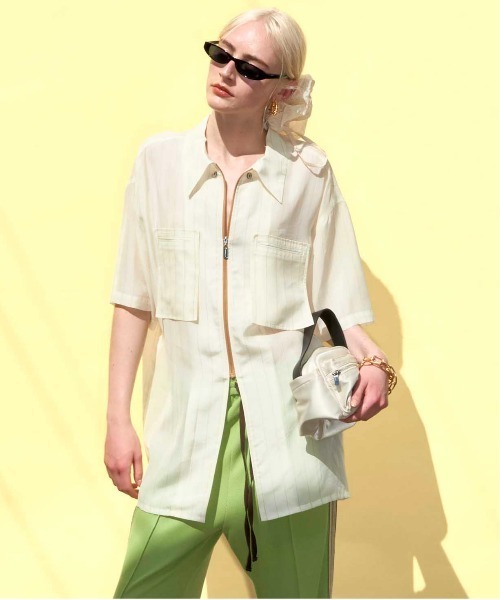 トップス MAISON SPECIAL MAISON SPECIAL tシャツ Washer Processing Shirring Tops