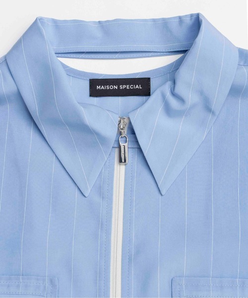 MAISON SPECIAL ストライプ長袖シャツ 新品 Striped Zip Shirt