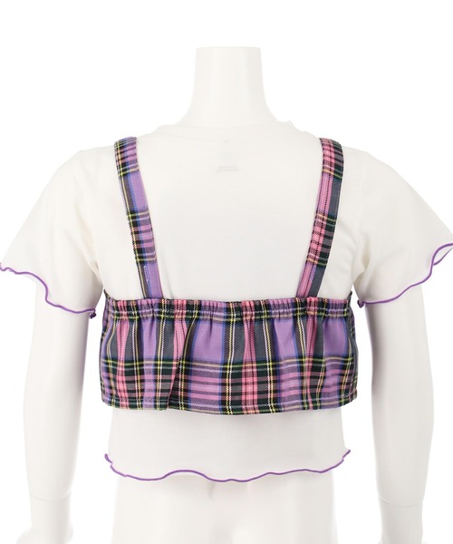 ANAP kids tシャツ チェック柄ビスチェ×メローTシャツ SET