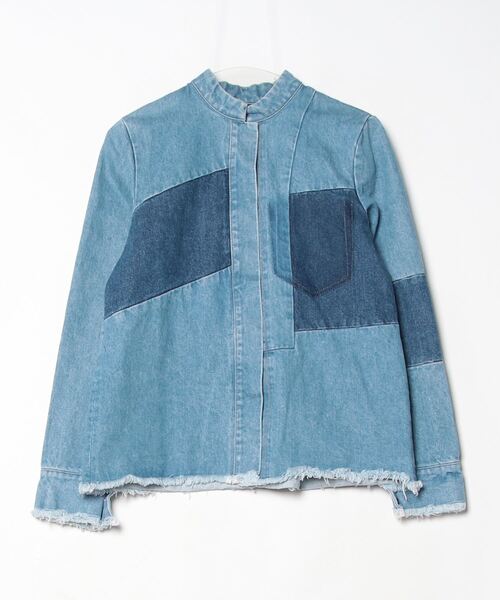 デニムジャケット gジャン レース×フリルデニムジャケット レディース 