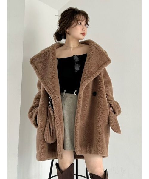 fray i.d ミドルパッファーコート FRAY I.D ジャケット ノーカラージャケット ECOPELボアミドル