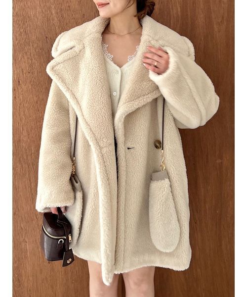 fray i.d ミドルパッファーコート FRAY I.D ジャケット ノーカラージャケット ECOPELボアミドル