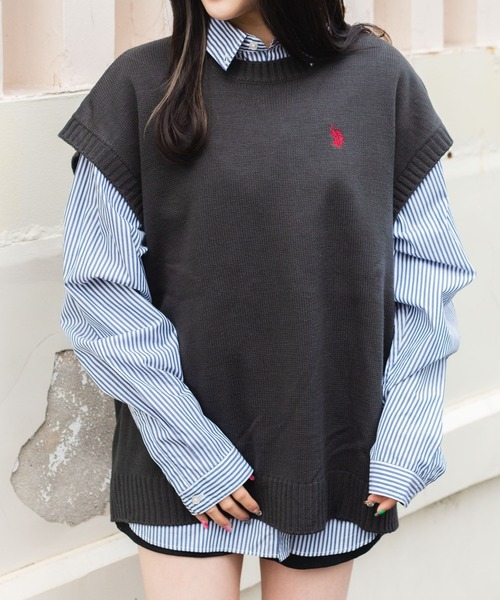 「U.S. POLO ASSN.」 ノースリーブニット LARGE グリーン メンズ