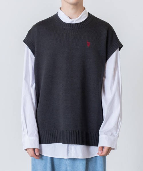 「U.S. POLO ASSN.」 ノースリーブニット LARGE グリーン メンズ