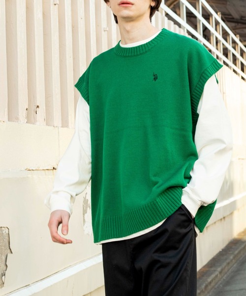 「U.S. POLO ASSN.」 ノースリーブニット LARGE グリーン メンズ