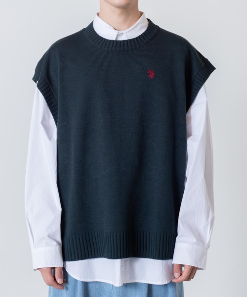 「U.S. POLO ASSN.」 ノースリーブニット LARGE グリーン メンズ