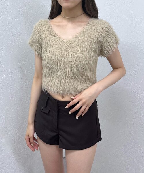 ニット セーター 「mline」シャギー半袖ニット レディース M-LINE ニット セーター 「mline」シャギー半袖ニット