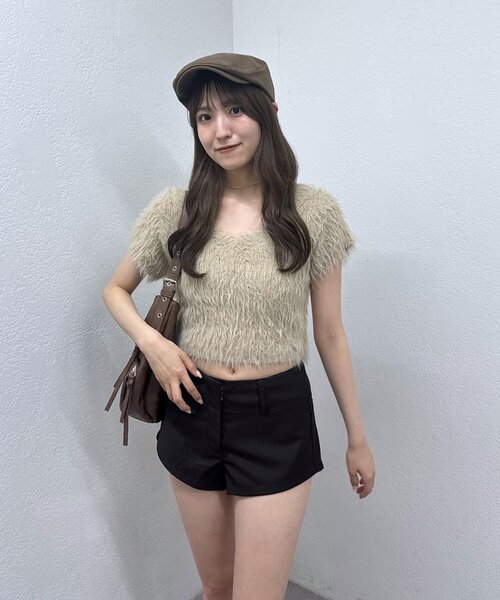 M-LINE ニット セーター 「mline」シャギー半袖ニット