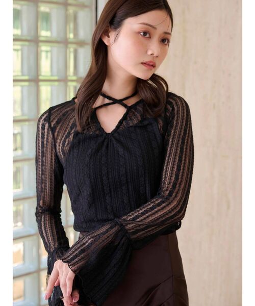 今季マーキュリーデュオ　レーストップス MERCURYDUO（マーキュリーデュオ） tシャツ カットレースアシメ