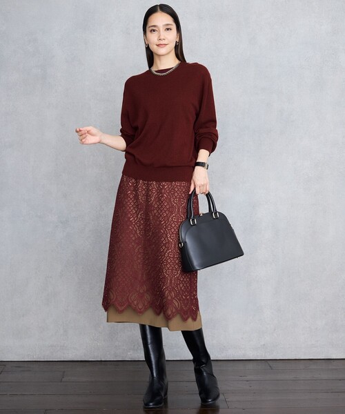 ニット セーター ファインウールカシミヤクルーネック ニット レディース_3