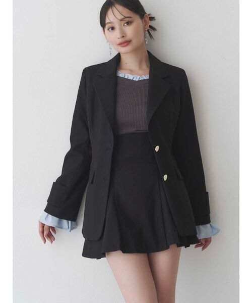 【新品】異素材オフショルニット MERCURYDUO ニット セーター 異素材フリルオフショルリブニット