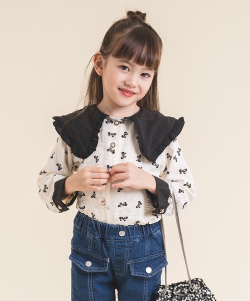 「URBAN CHERRY」 「KIDS」長袖ブラウス 130cm アイボリー キッズ_画像7