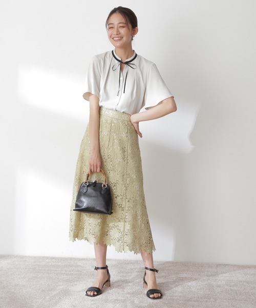 「N.（N. Natural Beauty Basic）」 半袖ブラウス MEDIUM ライトベージュ レディース_画像4