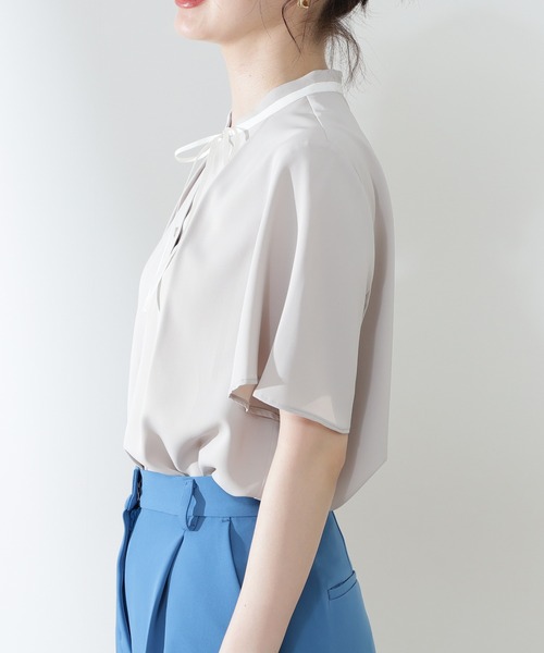 「N.（N. Natural Beauty Basic）」 半袖ブラウス MEDIUM ライトベージュ レディース_画像9