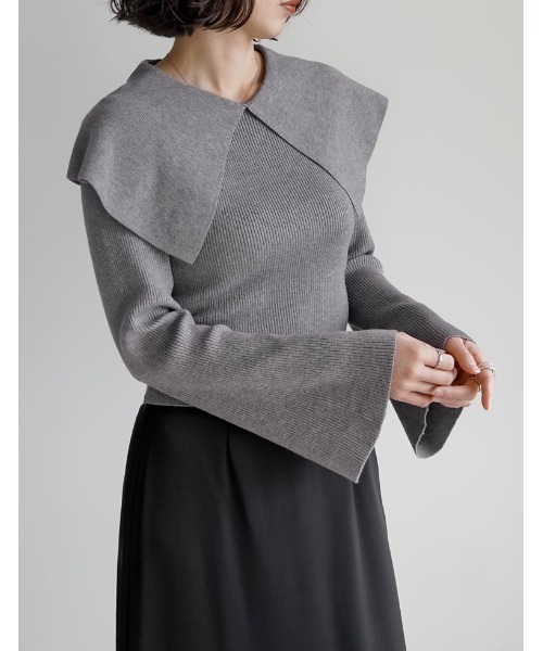 Re:EDIT（リエディ） ニット セーター ビッグカラーフレアスリーブ配色