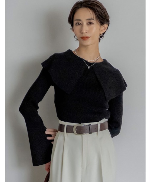 Re:EDIT（リエディ） ニット セーター ビッグカラーフレアスリーブ配色