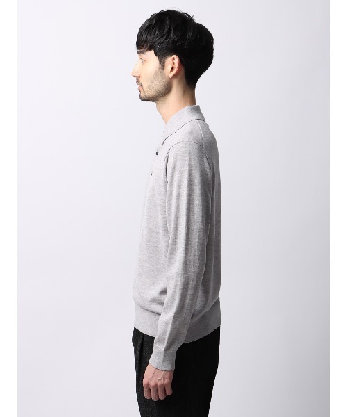 ポロシャツ ポロニット 長袖 メリノウール天竺 無地 メンズ : ZOZOTOWN