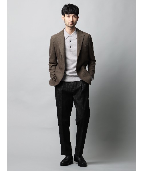 ポロシャツ ポロニット 長袖 メリノウール天竺 無地 メンズ : ZOZOTOWN