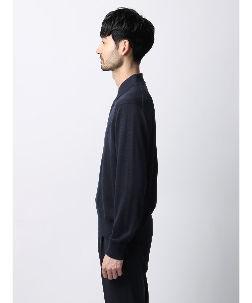 ポロシャツ ポロニット 長袖 メリノウール天竺 無地 メンズ : ZOZOTOWN