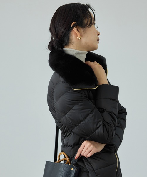 ROPE'（ロペ） ダウンコート ダウンジャケット サテンロング丈ダウン