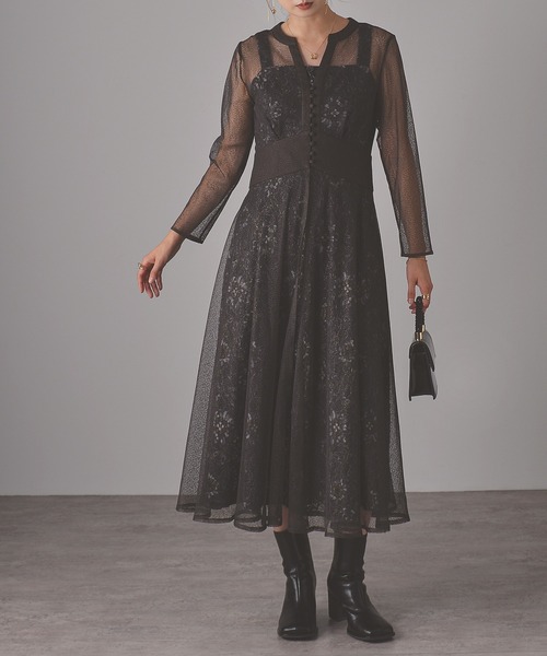 「Kana」 長袖ワンピース M ダークグレー レディース_画像4