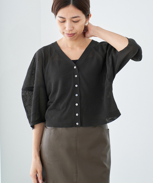 イエナ ニットカーディガン　新品 IENA（イエナ） ニットカーディガン FREE グリーン レディース