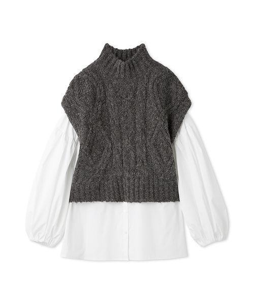 セットアイテム✩ケーブルベストシャツレイヤードSET Mila Owen｜【セットアイテム】ケーブルベストシャツレイヤードSET