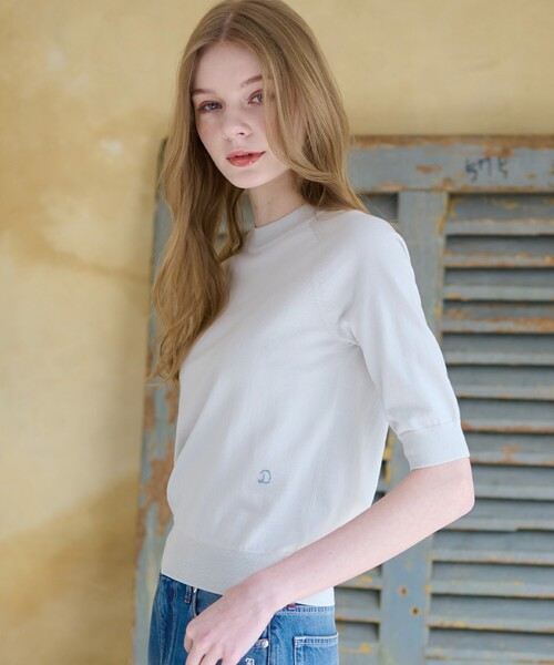 「DRESSTERIOR」 半袖ニット 38 ライトグレー レディース_画像6