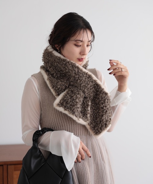 Little＆More ストール マフラー 2タイプ フェイクムートンボア