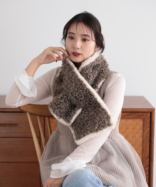 Little＆More ストール マフラー 2タイプ フェイクムートンボア