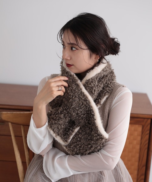 Little＆More ストール マフラー 2タイプ フェイクムートンボア