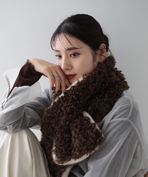 Little＆More ストール マフラー 2タイプ フェイクムートンボア