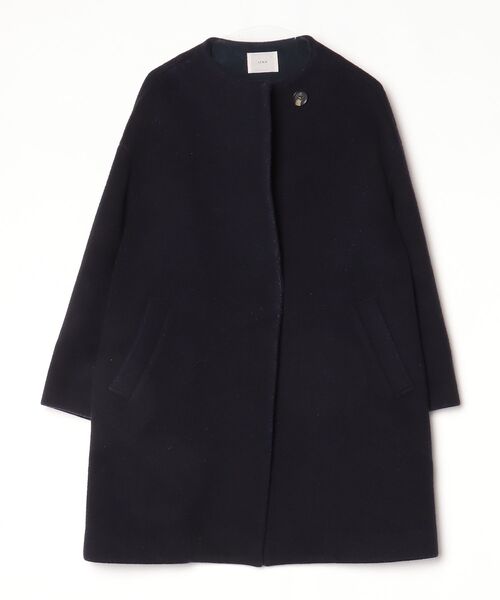 IENA（イエナ） ノーカラーコート 38 ネイビー レディース : ZOZOTOWN