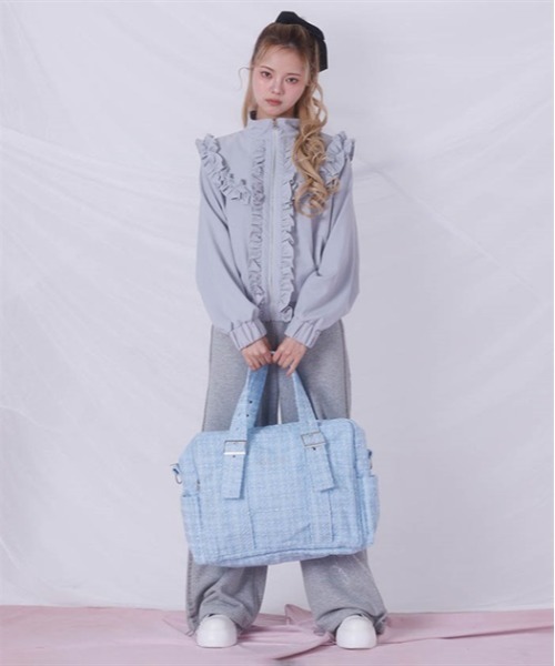 fickle bebe フィクルベベ BIGツイードショルダー グレー Fickle Bebe（フィクルベベ） ショルダーバッグ バッグ BIGツイード