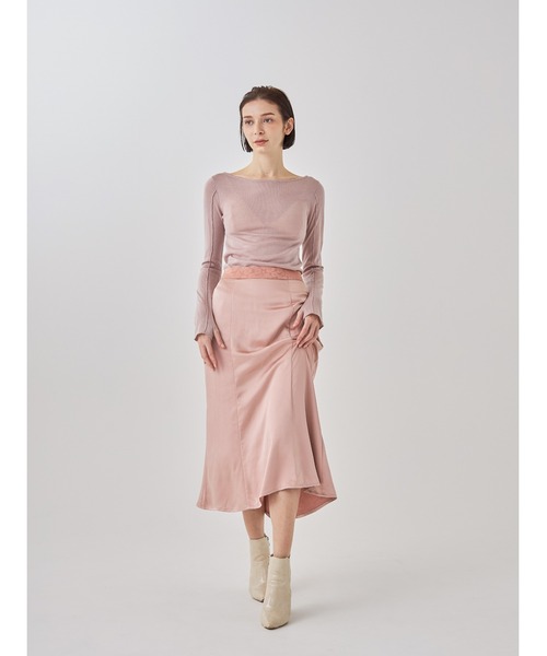 AMATERAS アマテラス　フレアロングスカート アイボリー AMATERAS スカート camellia airy satin skirt : ZOZOTOWN Yahoo!店