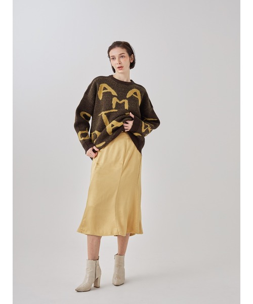AMATERAS アマテラス　フレアロングスカート アイボリー AMATERAS スカート camellia airy satin skirt : ZOZOTOWN Yahoo!店