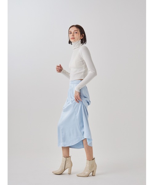 AMATERAS アマテラス　フレアロングスカート アイボリー AMATERAS スカート camellia airy satin skirt : ZOZOTOWN Yahoo!店