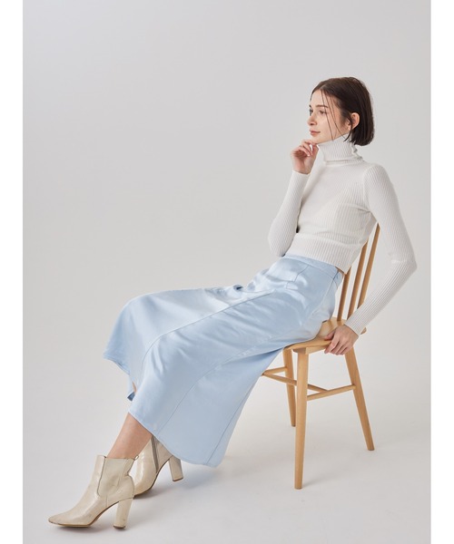 AMATERAS アマテラス　フレアロングスカート アイボリー AMATERAS スカート camellia airy satin skirt : ZOZOTOWN Yahoo!店