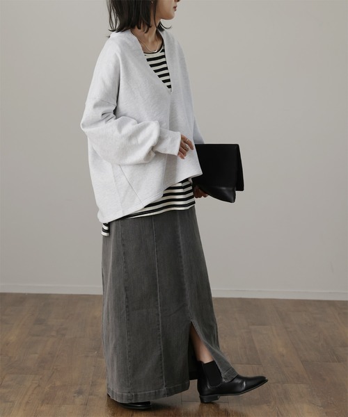 「HUG.U」 スウェットカットソー FREE ライトグレー レディース_画像6