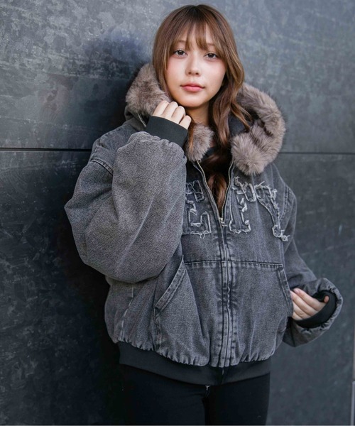 ミリタリージャケット モッズコート 「ファーフード×裏地中綿キルト