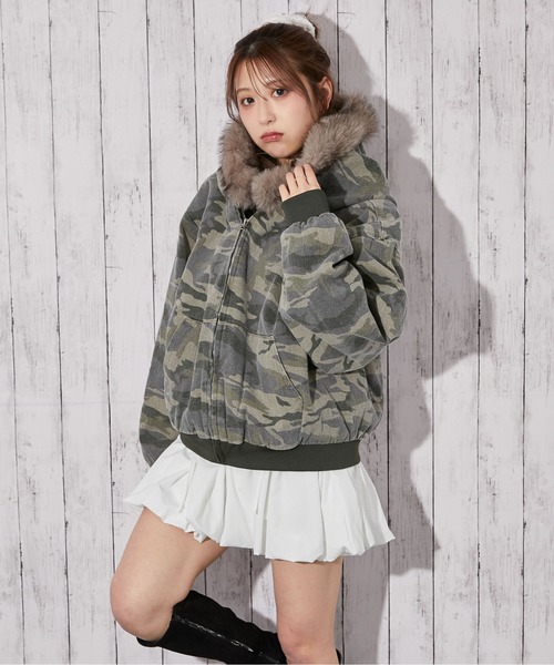 ミリタリージャケット モッズコート 「ファーフード×裏地中綿キルト