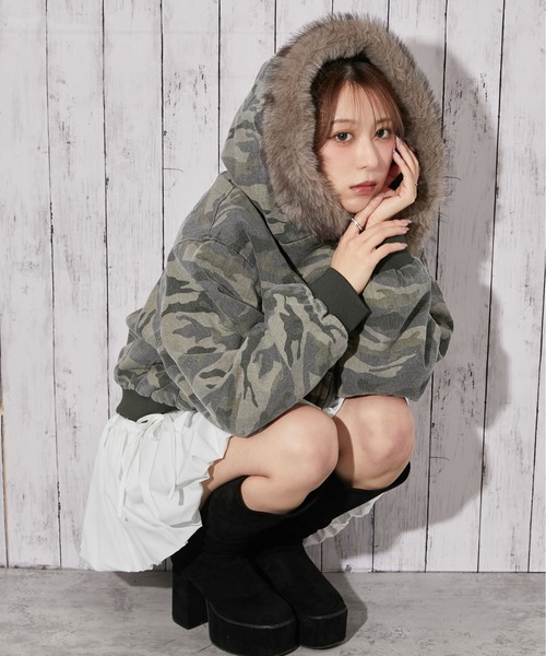 ミリタリージャケット モッズコート 「ファーフード×裏地中綿キルト