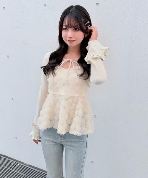 NOMAE（ノーマエ） ブラウス シャツ ローズペプラムキャミ レディース