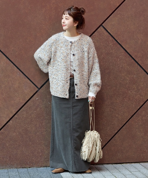 「B.C STOCK」 「Simplicite」ニットカーディガン FREE チャコールグレー レディース_画像2