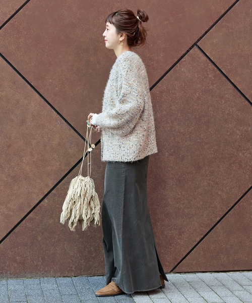 「B.C STOCK」 「Simplicite」ニットカーディガン FREE チャコールグレー レディース_画像3