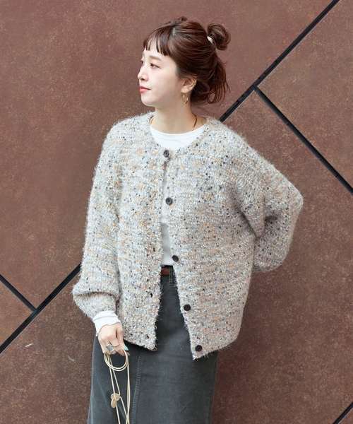 「B.C STOCK」 「Simplicite」ニットカーディガン FREE チャコールグレー レディース_画像5