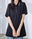 チュニック 衿配色Aラインポロチュニックの詳細画像2