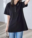 チュニック 衿配色Aラインポロチュニックの詳細画像1