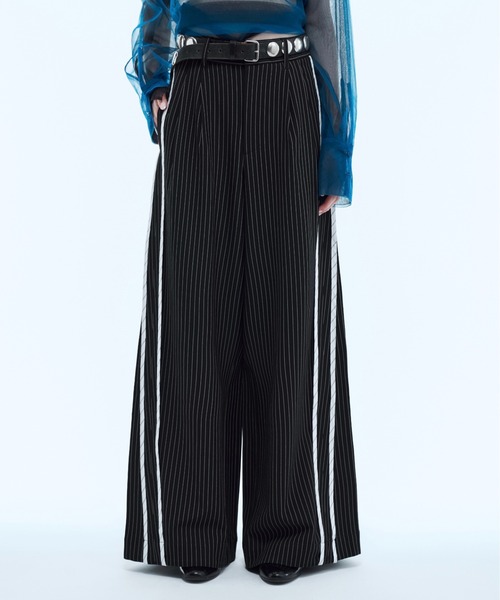 スラックス Stripe line wide straight pants / ストライプサイド